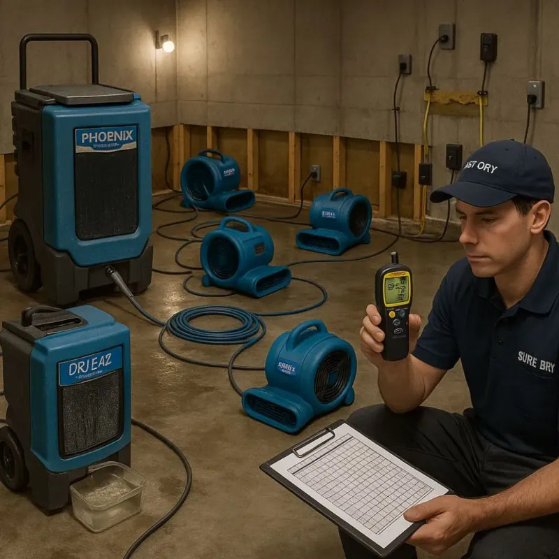 Structural Drying and Dehumidification process in Clayton, DE